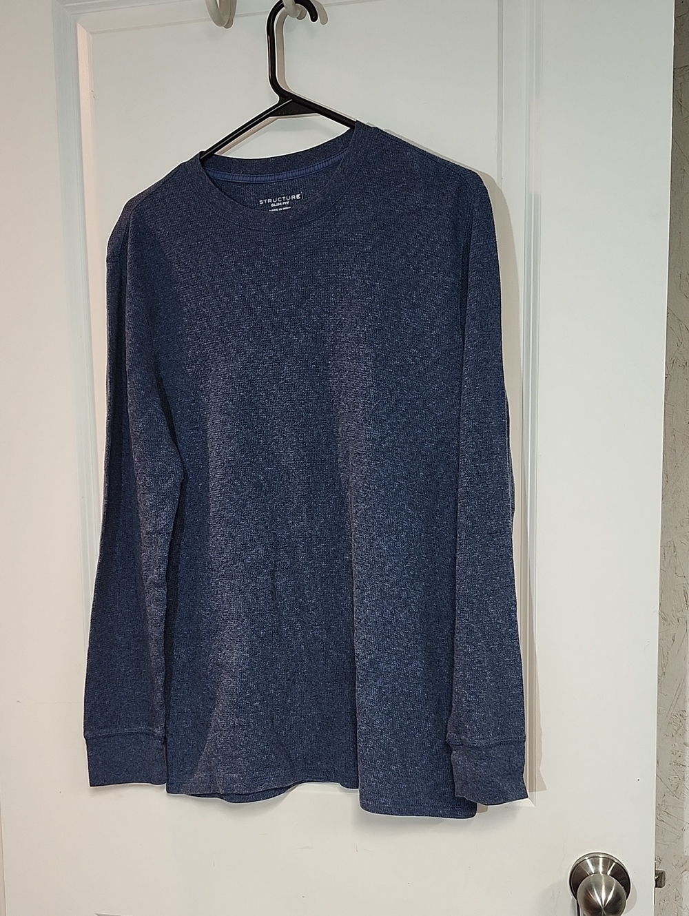 Structure Men's Long-Sleeve Crewneck Shirt - Navy Heather